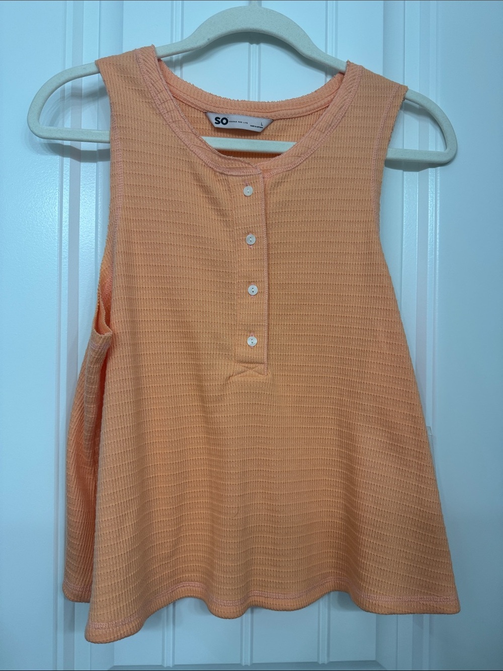 SO Peach Waffle-Knit Henley Tank Top